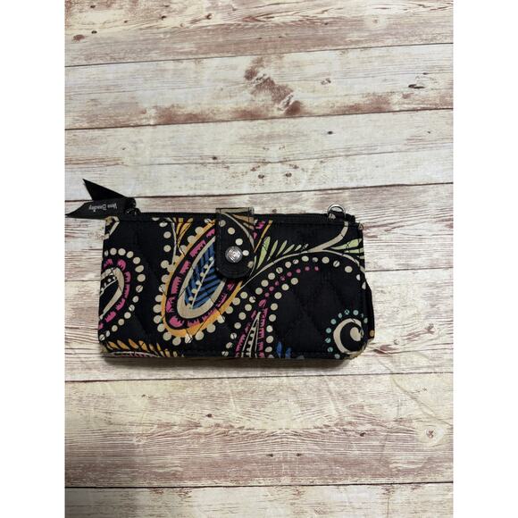 Vera Bradley Quilted Wallet Bandana Swirl Black - Picture 2 of 5
